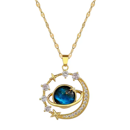Collier « Lune de vie » - Or 18 carats + 1 bague  Ajustable Offerte