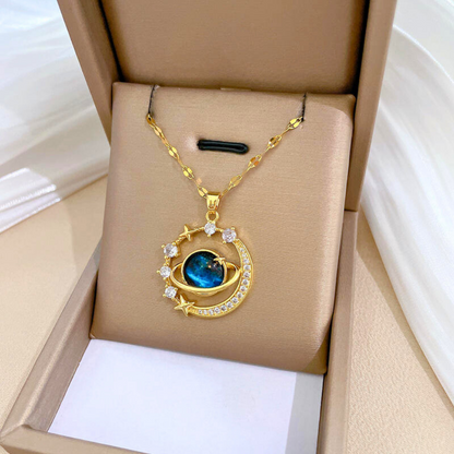 Collier « Lune de vie » - Or 18 carats + 1 bague  Ajustable Offerte