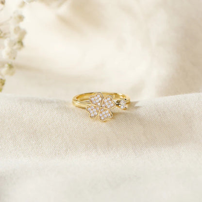 À Ma Fille - Bague Trèfle Porte-Bonheur I Ajustable