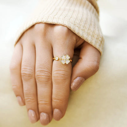 À Ma Fille - Bague Trèfle Porte-Bonheur I Ajustable